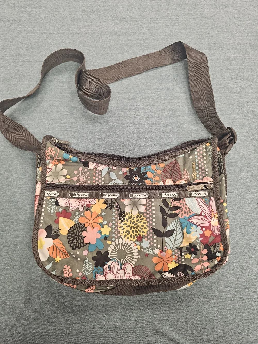 Lesportsac Brown Floral Print Crossbody Bag